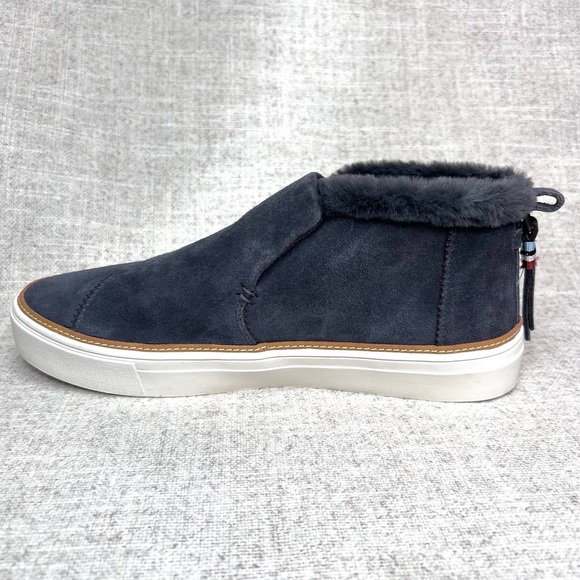 TOMS NWT Paxton Forged Iron gray suede faux fur lined sneakers size 9.5 ankle - Picture 7 of 13